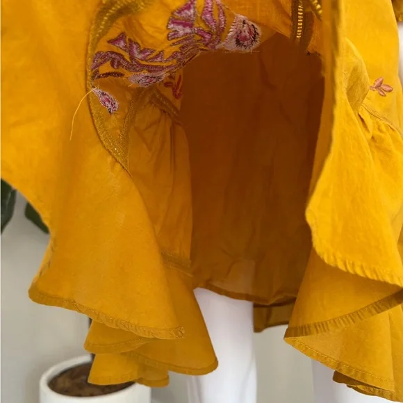 Free People Pavlo Floral Embroidered Babydoll Dress SIze Small Tiered Ruffle - Picture 8 of 15